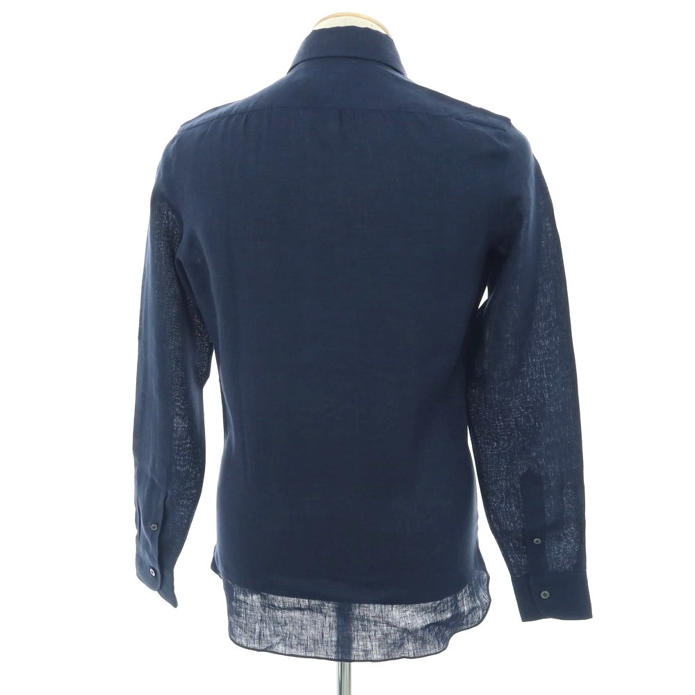 【新品】マリアサンタンジェロ Maria Santangelo MARCELLO リネン カジュアルシャツ ネイビー【 36 】【 状態ランクN 】【 メンズ 】