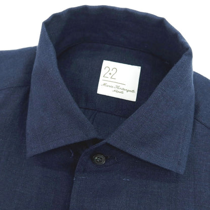 【新品】マリアサンタンジェロ Maria Santangelo MARCELLO リネン カジュアルシャツ ネイビー【 37 】【 状態ランクN 】【 メンズ 】