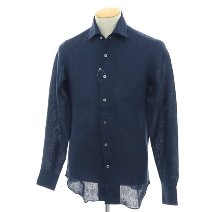 【新品】マリアサンタンジェロ Maria Santangelo MARCELLO リネン カジュアルシャツ ネイビー【 38 】【 状態ランクN 】【 メンズ 】
