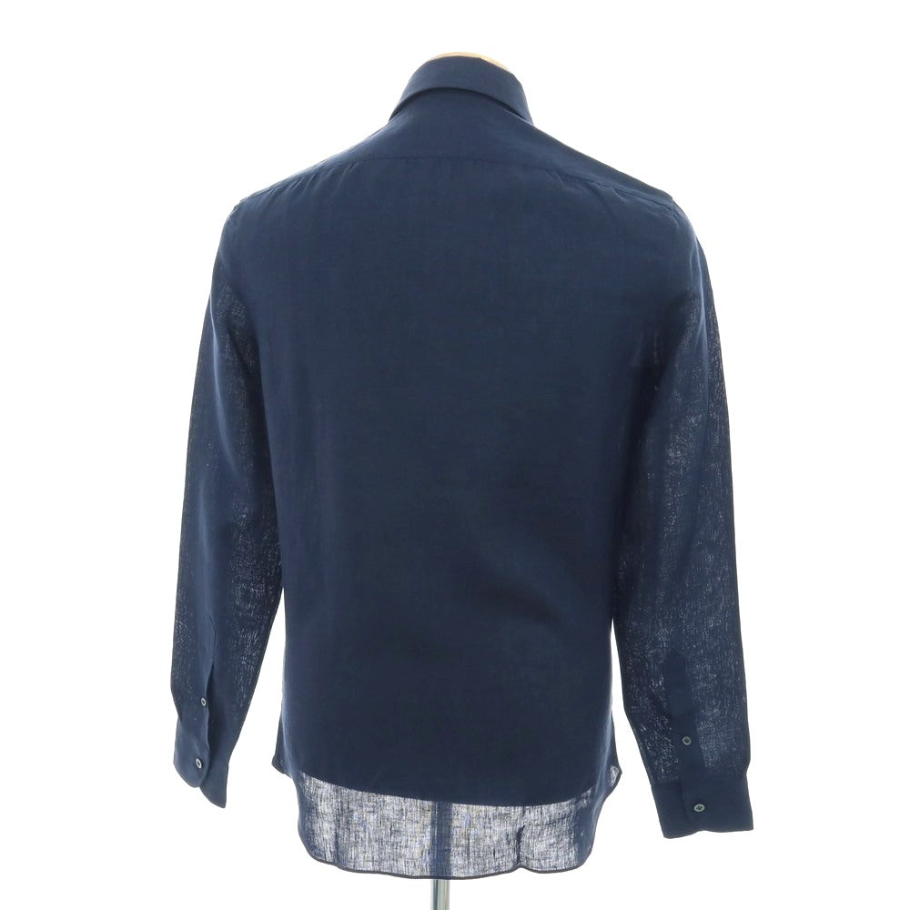 【新品】マリアサンタンジェロ Maria Santangelo MARCELLO リネン カジュアルシャツ ネイビー【 38 】【 状態ランクN 】【 メンズ 】