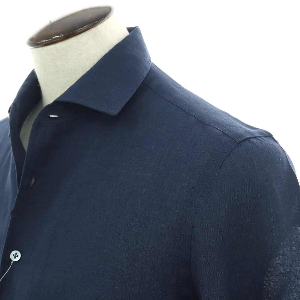 【新品】マリアサンタンジェロ Maria Santangelo MARCELLO リネン カジュアルシャツ ネイビー【 41 】【 状態ランクN 】【 メンズ 】