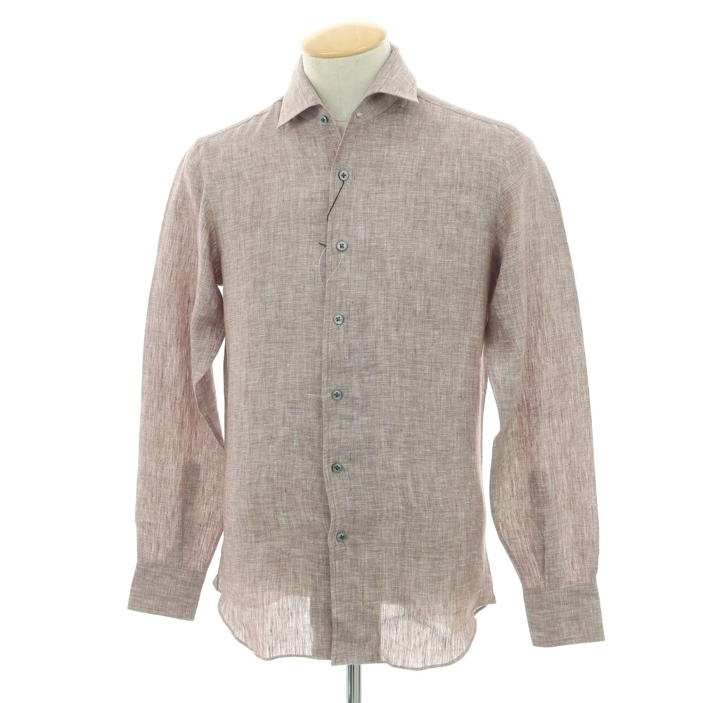 【新品】マリアサンタンジェロ Maria Santangelo MARCELLO リネン カジュアルシャツ ブラウン【 37 】【 状態ランクN 】【 メンズ 】