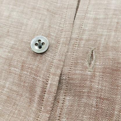 【新品】マリアサンタンジェロ Maria Santangelo MARCELLO リネン カジュアルシャツ ブラウン【 37 】【 状態ランクN 】【 メンズ 】