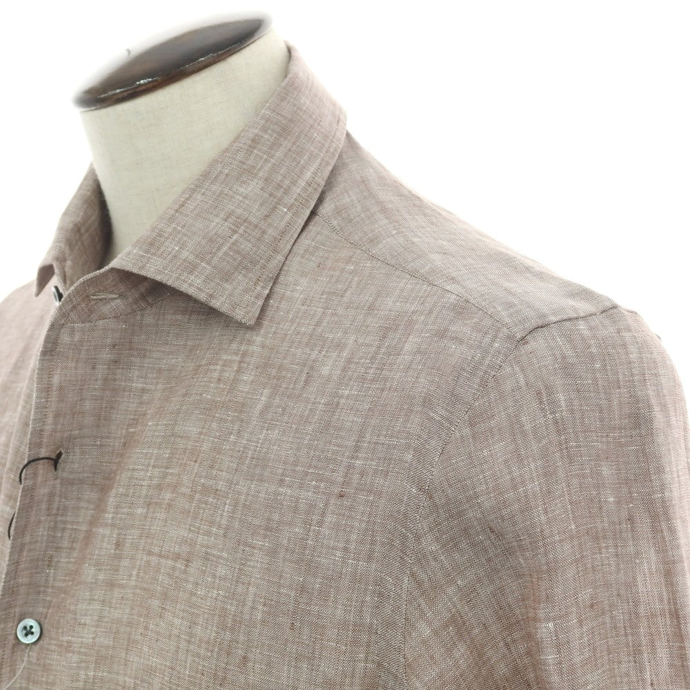 【新品】マリアサンタンジェロ Maria Santangelo MARCELLO リネン カジュアルシャツ ブラウン【 41 】【 状態ランクN 】【 メンズ 】