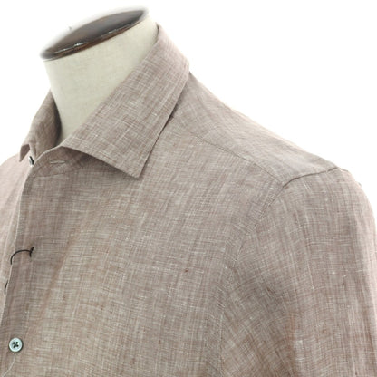 【新品】マリアサンタンジェロ Maria Santangelo MARCELLO リネン カジュアルシャツ ブラウン【 41 】【 状態ランクN 】【 メンズ 】