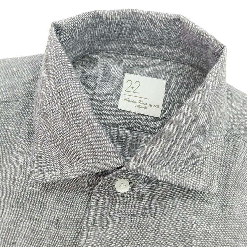 【新品】マリアサンタンジェロ Maria Santangelo MARCELLO リネン カジュアルシャツ グレー【 37 】【 状態ランクN 】【 メンズ 】