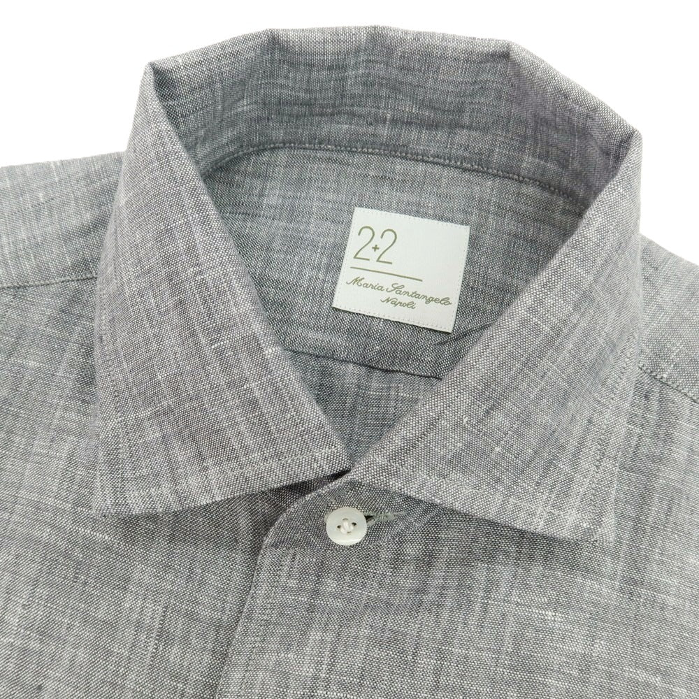 【新品】マリアサンタンジェロ Maria Santangelo MARCELLO リネン カジュアルシャツ グレー【 40 】【 状態ランクN 】【 メンズ 】