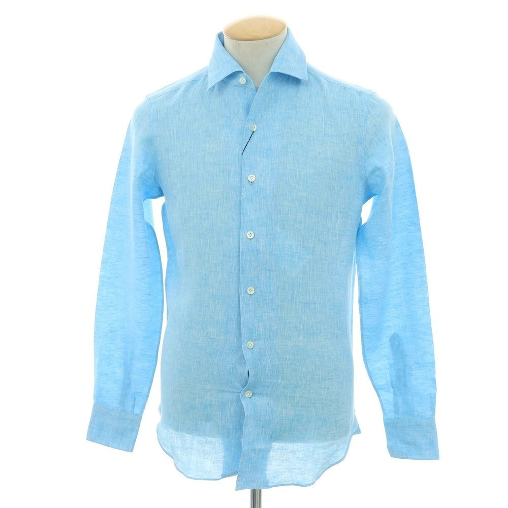 【新品】マリアサンタンジェロ Maria Santangelo MARCELLO リネン カジュアルシャツ ライトブルー【 36 】【 状態ランクN 】【 メンズ 】