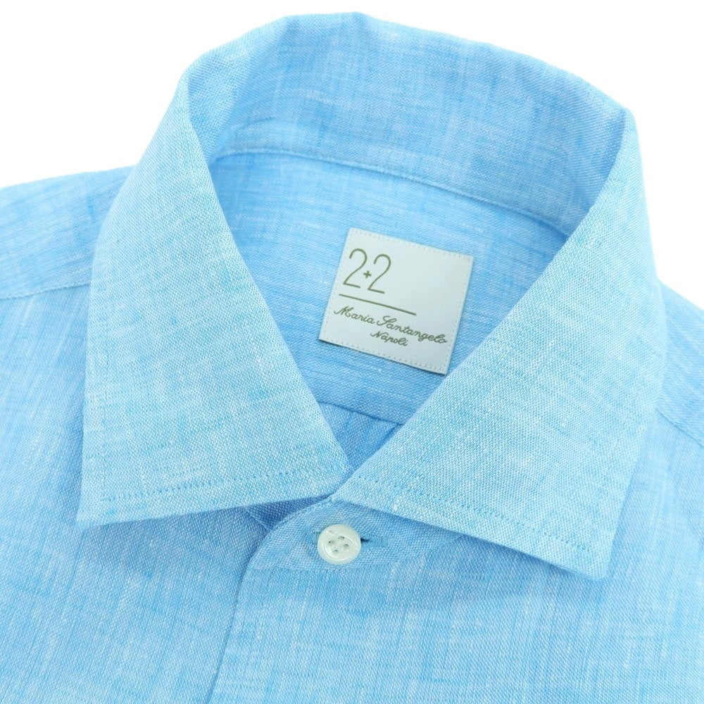 【新品】マリアサンタンジェロ Maria Santangelo MARCELLO リネン カジュアルシャツ ライトブルー【 36 】【 状態ランクN 】【 メンズ 】
