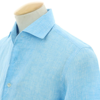 【新品】マリアサンタンジェロ Maria Santangelo MARCELLO リネン カジュアルシャツ ライトブルー【 37 】【 状態ランクN 】【 メンズ 】