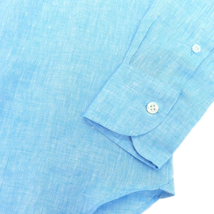 【新品】マリアサンタンジェロ Maria Santangelo MARCELLO リネン カジュアルシャツ ライトブルー【 37 】【 状態ランクN 】【 メンズ 】