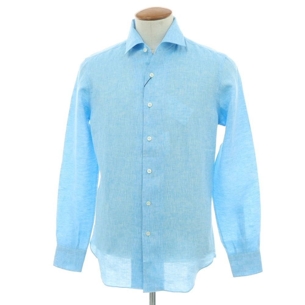 【新品】マリアサンタンジェロ Maria Santangelo MARCELLO リネン カジュアルシャツ ライトブルー【 39 】【 状態ランクN 】【 メンズ 】