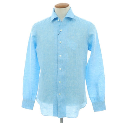 【新品】マリアサンタンジェロ Maria Santangelo MARCELLO リネン カジュアルシャツ ライトブルー【 39 】【 状態ランクN 】【 メンズ 】