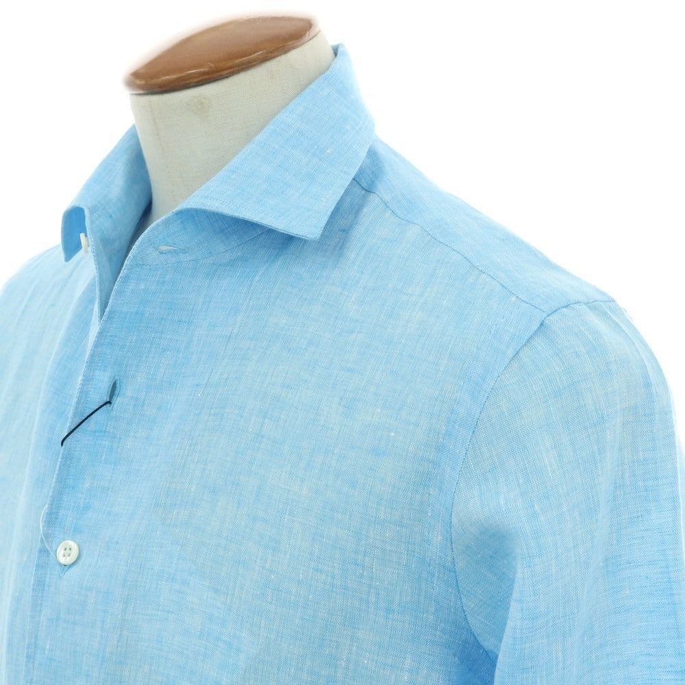 【新品】マリアサンタンジェロ Maria Santangelo MARCELLO リネン カジュアルシャツ ライトブルー【 39 】【 状態ランクN 】【 メンズ 】