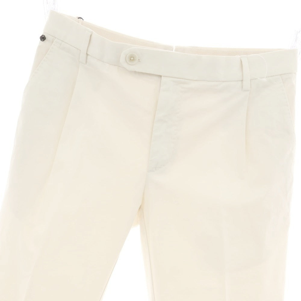 【新品】ジーティーアー G.T.A FEDERICO SLIM ストレッチコットン ワンプリーツスラックスパンツ クリーム【 46 】【 状態ランクN 】【 メンズ 】
