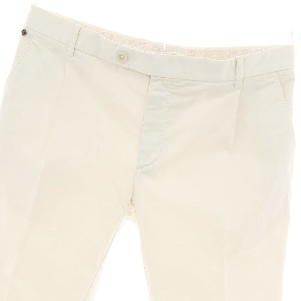 【新品アウトレット】ジーティーアー G.T.A FEDERICO SLIM ストレッチコットン ワンプリーツスラックスパンツ クリーム【 50 】【 状態ランクN- 】【 メンズ 】