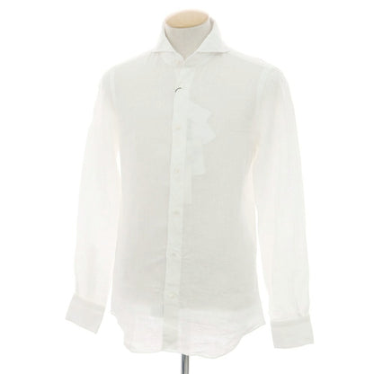 【新品】フィナモレ Finamore SERGIO リネン カッタウェイシャツ ホワイト【 S 】【 状態ランクN 】【 メンズ 】