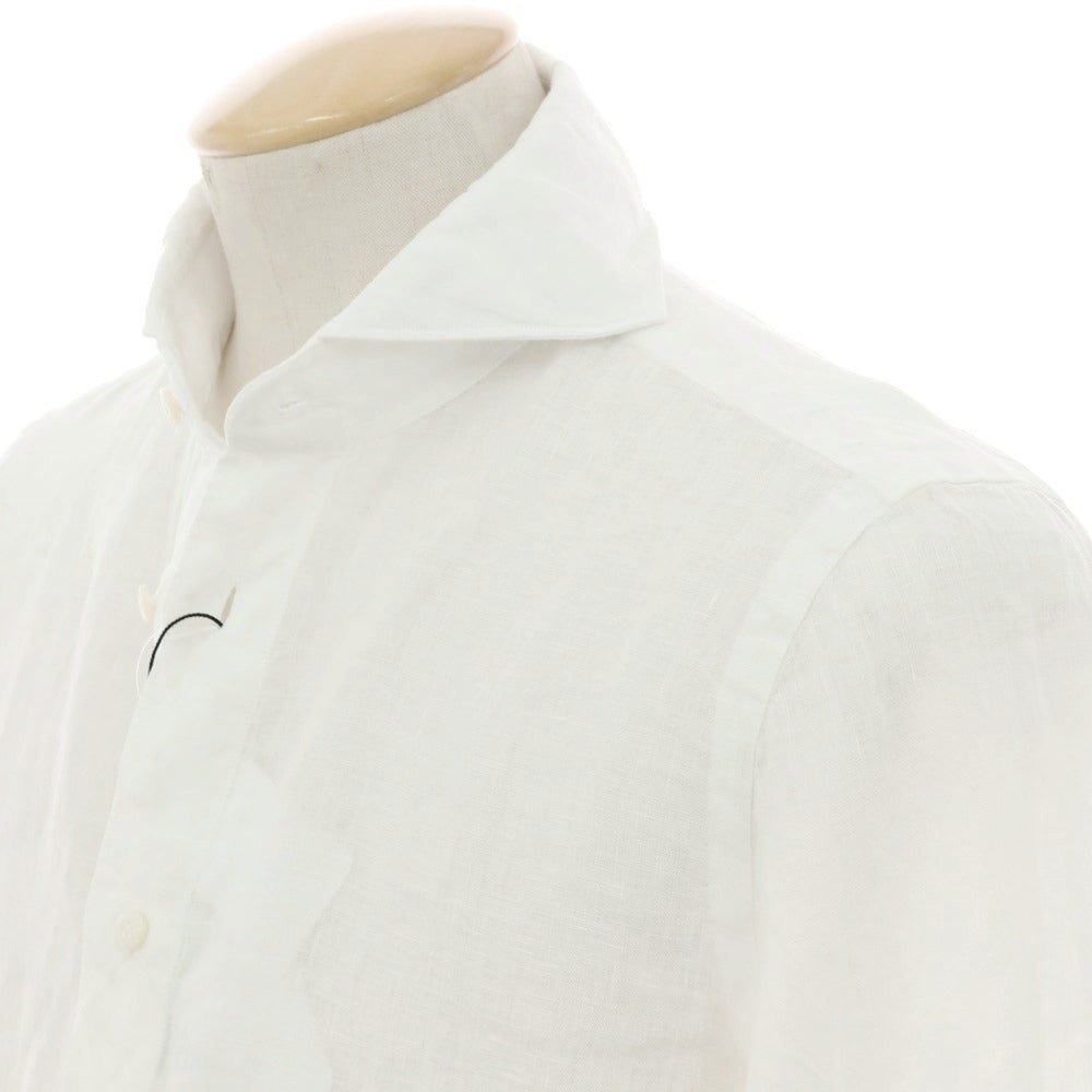 【新品】フィナモレ Finamore SERGIO リネン カッタウェイシャツ ホワイト【 S 】【 状態ランクN 】【 メンズ 】