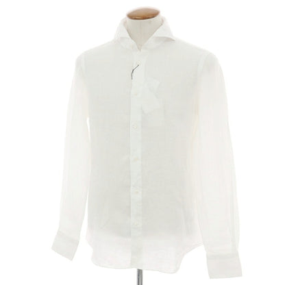 【新品】フィナモレ Finamore SERGIO リネン カッタウェイシャツ ホワイト【 M 】【 状態ランクN 】【 メンズ 】