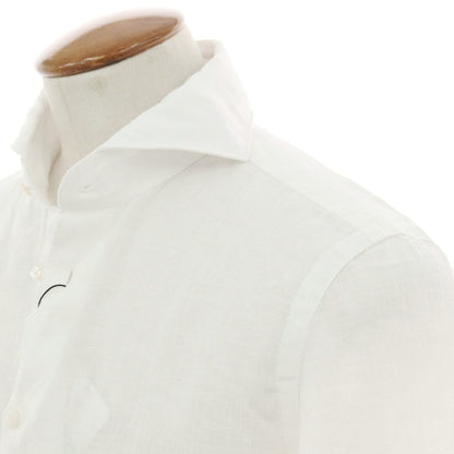 【新品】フィナモレ Finamore SERGIO リネン カッタウェイシャツ ホワイト【 M 】【 状態ランクN 】【 メンズ 】