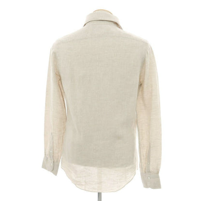 【新品】フィナモレ Finamore SERGIO リネン カッタウェイシャツ グレージュ【 S 】【 状態ランクN 】【 メンズ 】