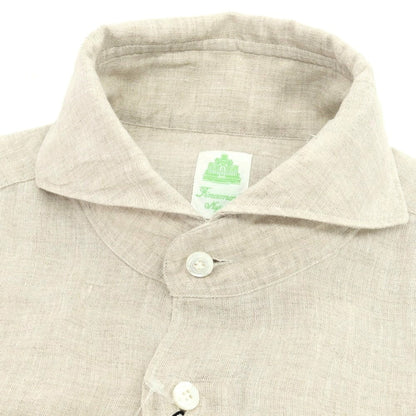 【新品】フィナモレ Finamore SERGIO リネン カッタウェイシャツ グレージュ【 S 】【 状態ランクN 】【 メンズ 】