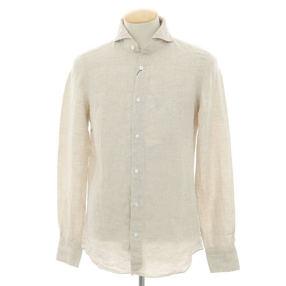 【新品】フィナモレ Finamore SERGIO リネン カッタウェイシャツ グレージュ【 S 】【 状態ランクN 】【 メンズ 】