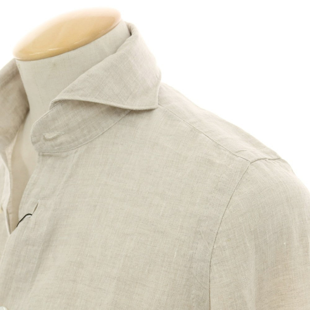 【新品】フィナモレ Finamore SERGIO リネン カッタウェイシャツ グレージュ【 S 】【 状態ランクN 】【 メンズ 】