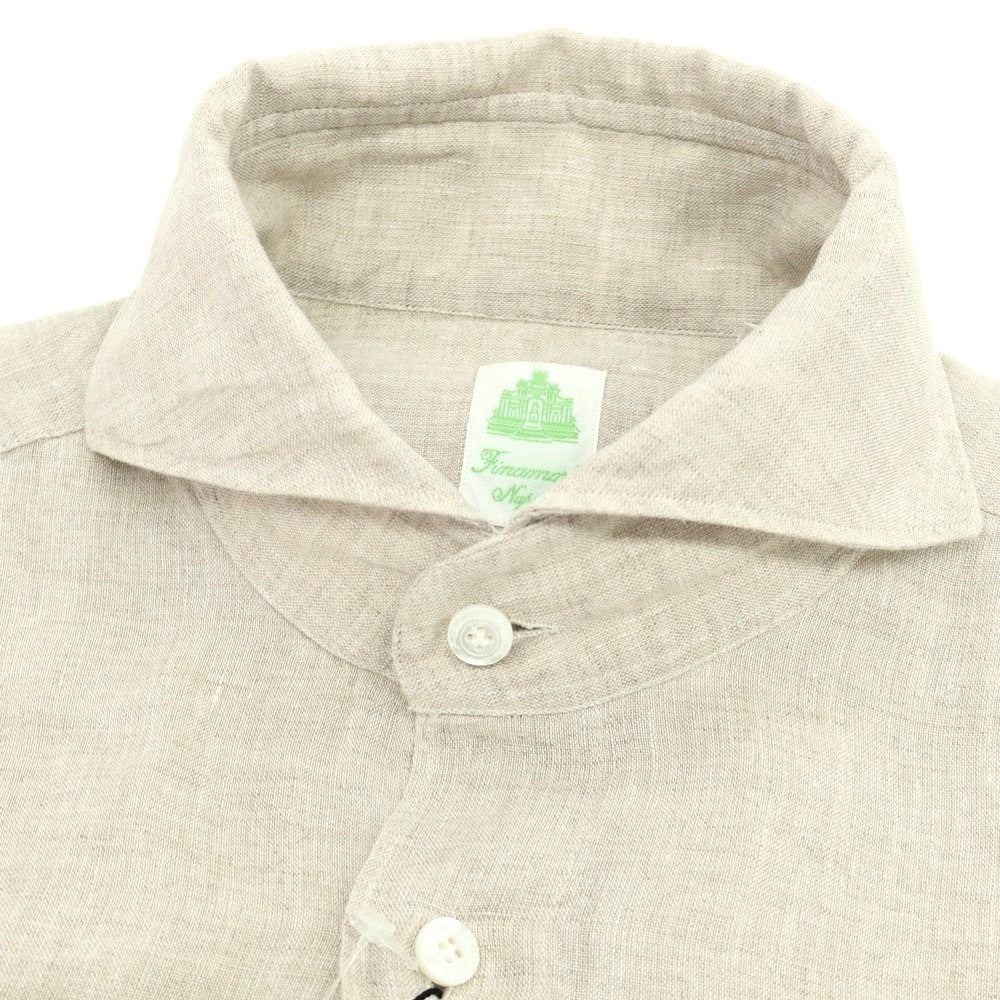 【新品】フィナモレ Finamore SERGIO リネン カッタウェイシャツ グレージュ【 S 】【 状態ランクN 】【 メンズ 】