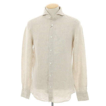 【新品】フィナモレ Finamore SERGIO リネン カッタウェイシャツ グレージュ【 S 】【 状態ランクN 】【 メンズ 】
