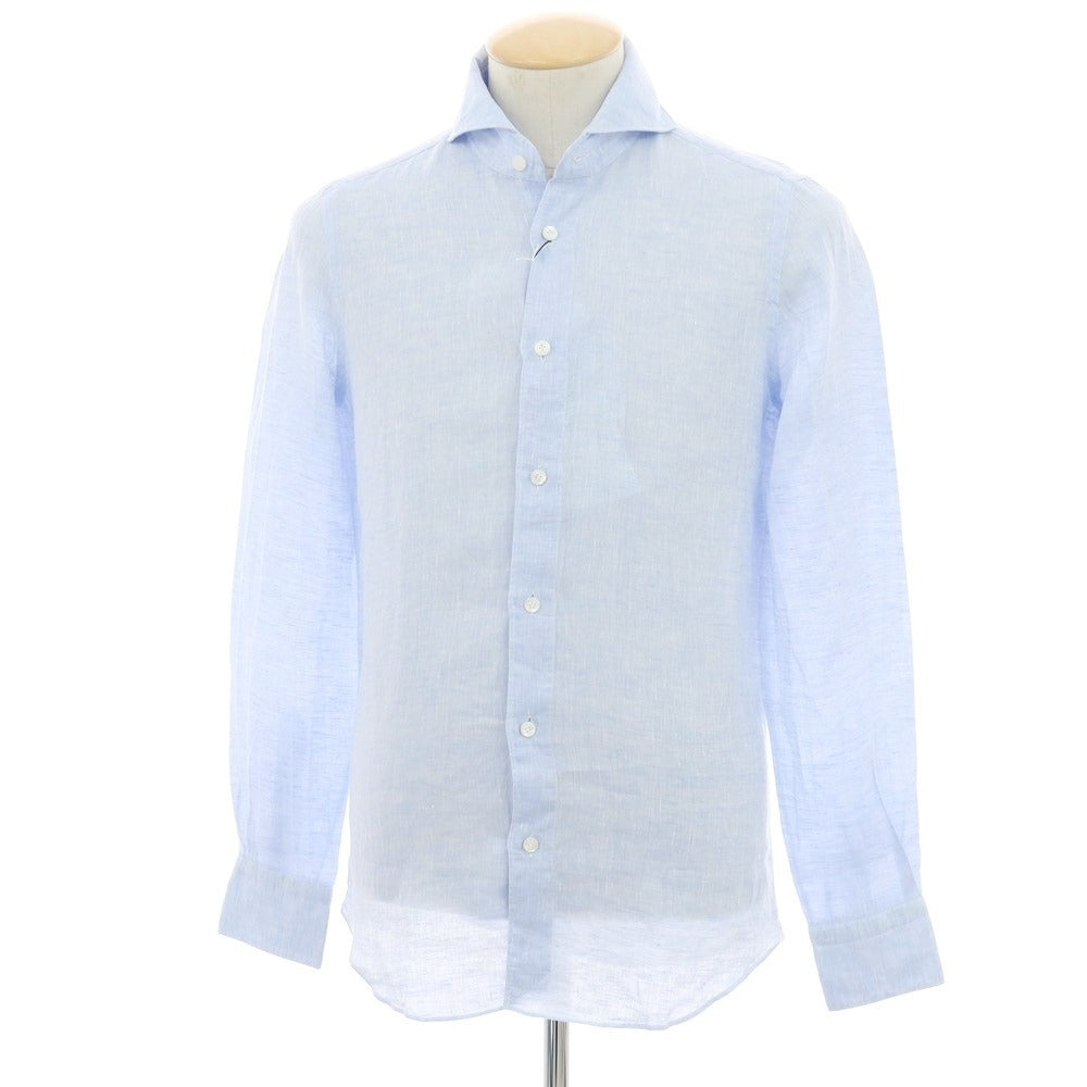 【新品】フィナモレ Finamore SERGIO リネン カッタウェイシャツ サックス【 XS 】【 状態ランクN 】【 メンズ 】