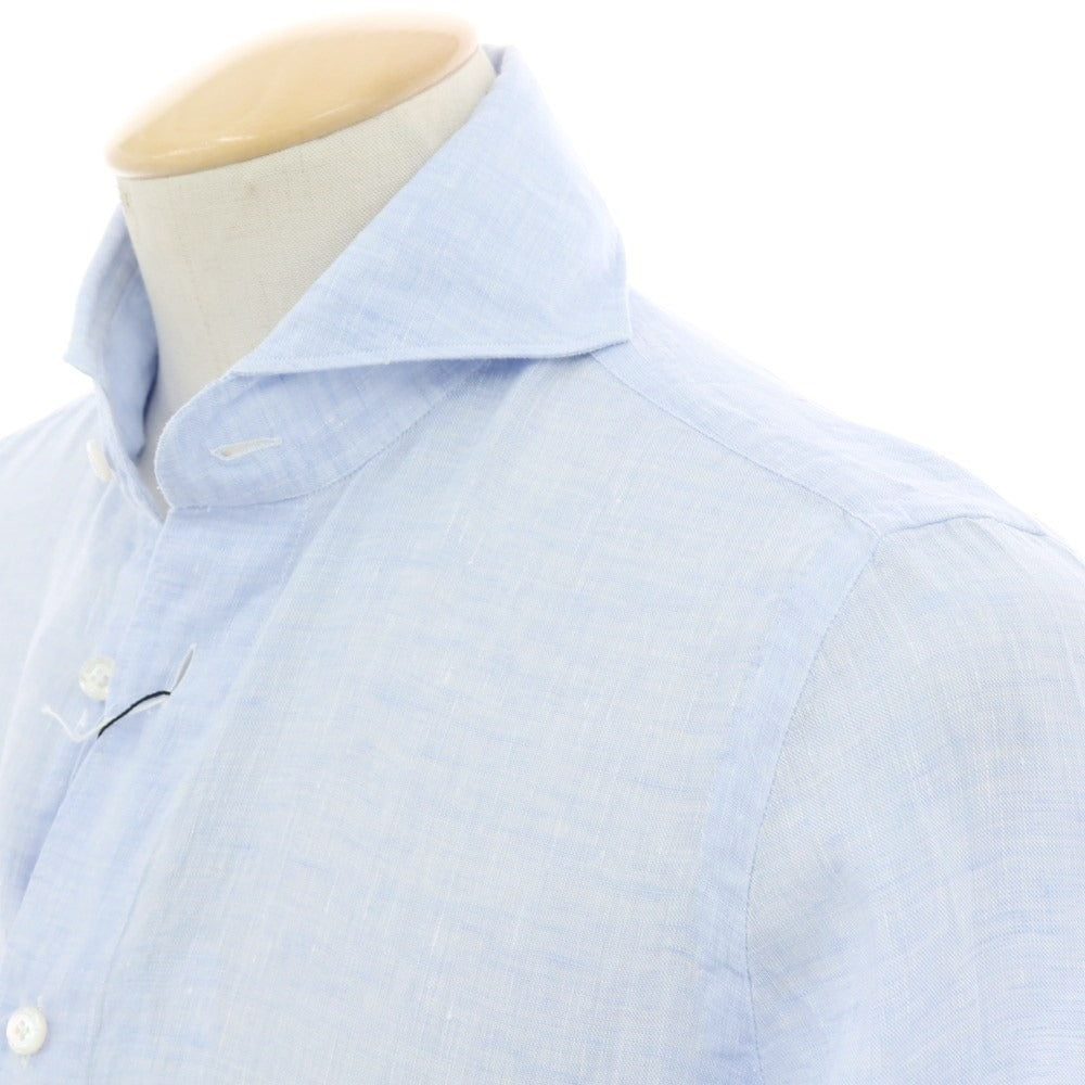 【新品】フィナモレ Finamore SERGIO リネン カッタウェイシャツ サックス【 XS 】【 状態ランクN 】【 メンズ 】