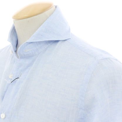 【新品】フィナモレ Finamore SERGIO リネン カッタウェイシャツ サックス【 XS 】【 状態ランクN 】【 メンズ 】