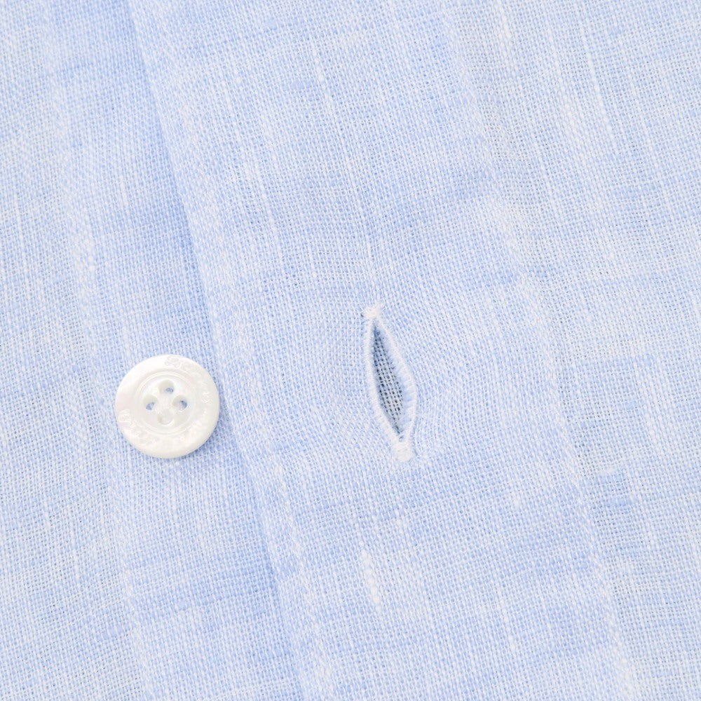 【新品】フィナモレ Finamore SERGIO リネン カッタウェイ カジュアルシャツ ライトブルー【 M 】【 状態ランクN 】【 メンズ 】