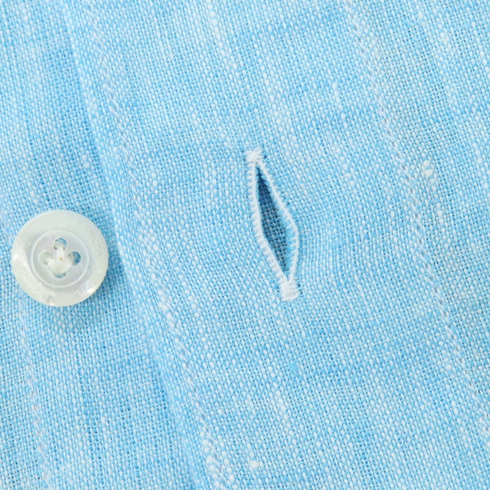 【新品】フィナモレ Finamore SERGIO リネン カッタウェイ カジュアルシャツ ライトブルー【 XS 】【 状態ランクN 】【 メンズ 】