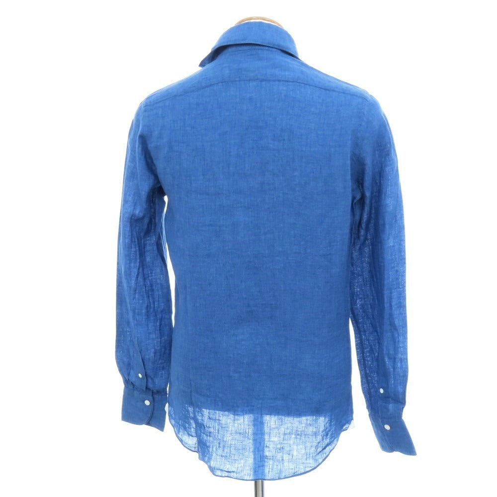 【新品】フィナモレ Finamore SERGIO リネン カッタウェイ カジュアルシャツ ブルー【 XS 】【 状態ランクN 】【 メンズ 】