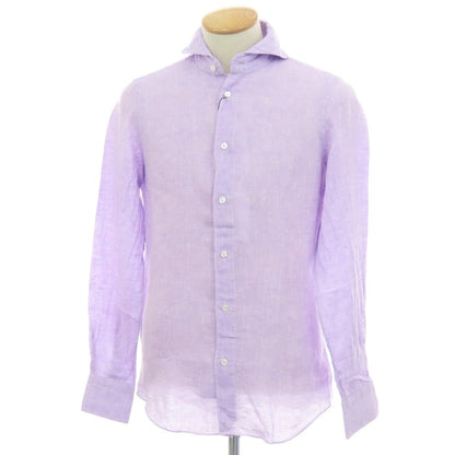 【新品】フィナモレ Finamore SERGIO リネン カッタウェイ カジュアルシャツ ラベンダー【 XS 】【 状態ランクN 】【 メンズ 】