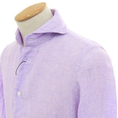 【新品】フィナモレ Finamore SERGIO リネン カッタウェイ カジュアルシャツ ラベンダー【 XS 】【 状態ランクN 】【 メンズ 】