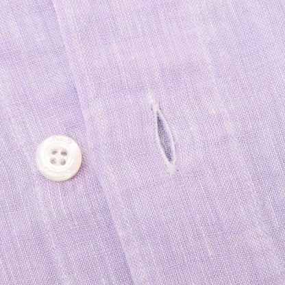 【新品】フィナモレ Finamore SERGIO リネン カッタウェイ カジュアルシャツ ラベンダー【 XS 】【 状態ランクN 】【 メンズ 】