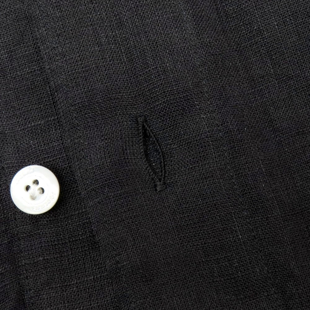 【新品】フィナモレ Finamore SERGIO リネン カッタウェイ カジュアルシャツ ブラック【 XS 】【 状態ランクN 】【 メンズ 】