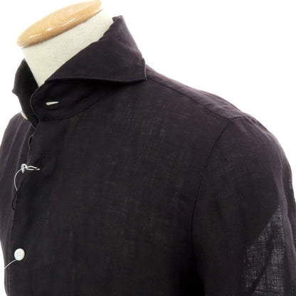 【新品】フィナモレ Finamore SERGIO リネン カッタウェイ カジュアルシャツ ブラック【 XS 】【 状態ランクN 】【 メンズ 】