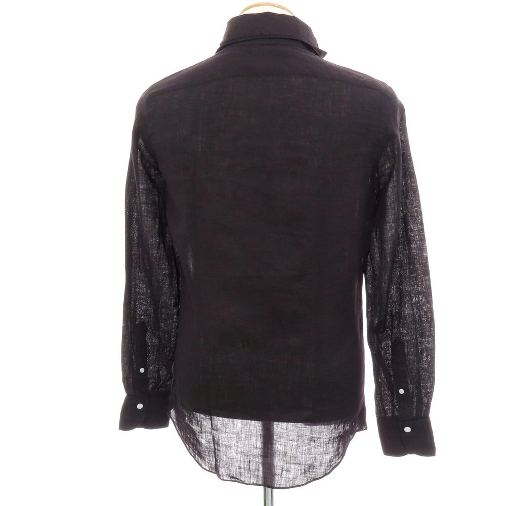 【新品】フィナモレ Finamore SERGIO リネン カッタウェイ カジュアルシャツ ブラック【 XS 】【 状態ランクN 】【 メンズ 】