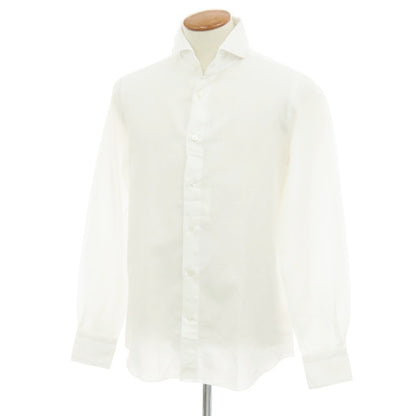 【新品】フィナモレ Finamore SERGIO CARLO RIVA コットンリネン カッタウェイ カジュアルシャツ ホワイト【 M 】【 状態ランクN 】【 メンズ 】