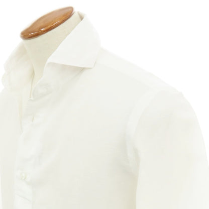 【新品】フィナモレ Finamore SERGIO CARLO RIVA コットンリネン カッタウェイ カジュアルシャツ ホワイト【 M 】【 状態ランクN 】【 メンズ 】