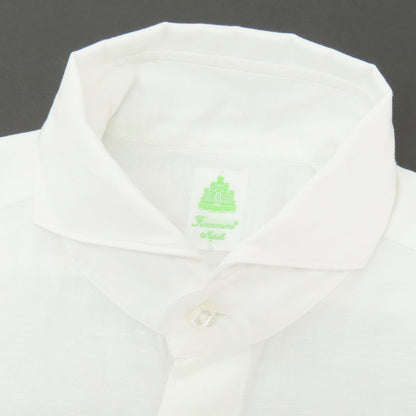 【新品】フィナモレ Finamore SERGIO CARLO RIVA コットンリネン カッタウェイ カジュアルシャツ ホワイト【 M 】【 状態ランクN 】【 メンズ 】