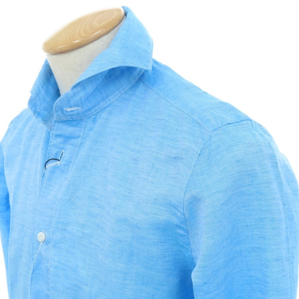 【新品】フィナモレ Finamore SERGIO CARLO RIVA コットンリネン カッタウェイシャツ ライトブルー【 サイズXS 】【 状態ランクN 】【 メンズ 】