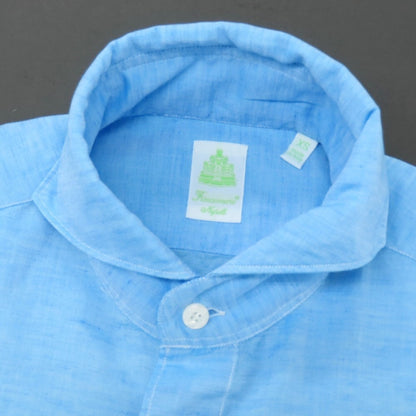 【新品】フィナモレ Finamore SERGIO CARLO RIVA コットンリネン カッタウェイシャツ ライトブルー【 サイズXS 】【 状態ランクN 】【 メンズ 】