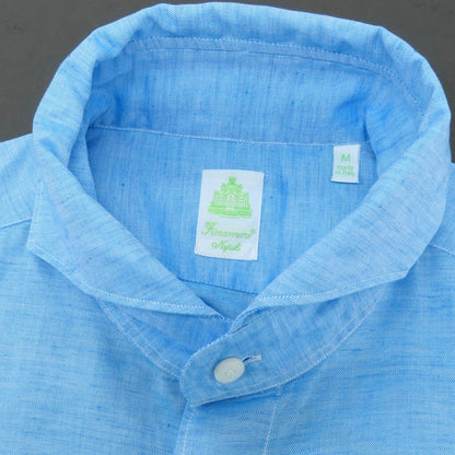 【新品】フィナモレ Finamore SERGIO CARLO RIVA コットンリネン カッタウェイシャツ ライトブルー【 M 】【 状態ランクN 】【 メンズ 】
