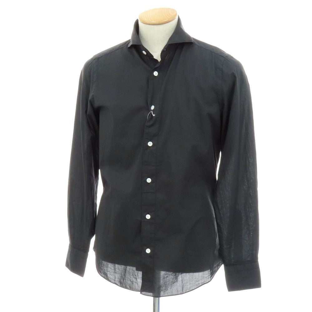 【新品】フィナモレ Finamore SERGIO Super Light Cotton カッタウェイシャツ ブラック【 S 】【 状態ランクN 】【 メンズ 】