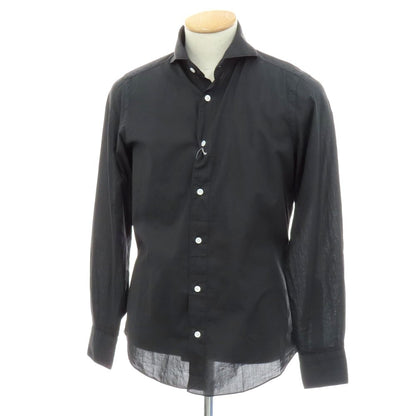 【新品】フィナモレ Finamore SERGIO Super Light Cotton カッタウェイシャツ ブラック【 S 】【 状態ランクN 】【 メンズ 】